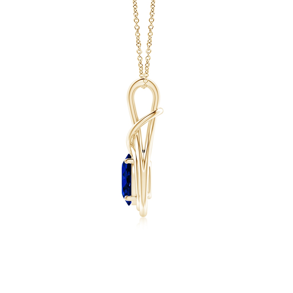 8x6mm Lab-Grown Oval Blue Sapphire Solitaire Infinity Knot Pendant in Yellow Gold - side 199