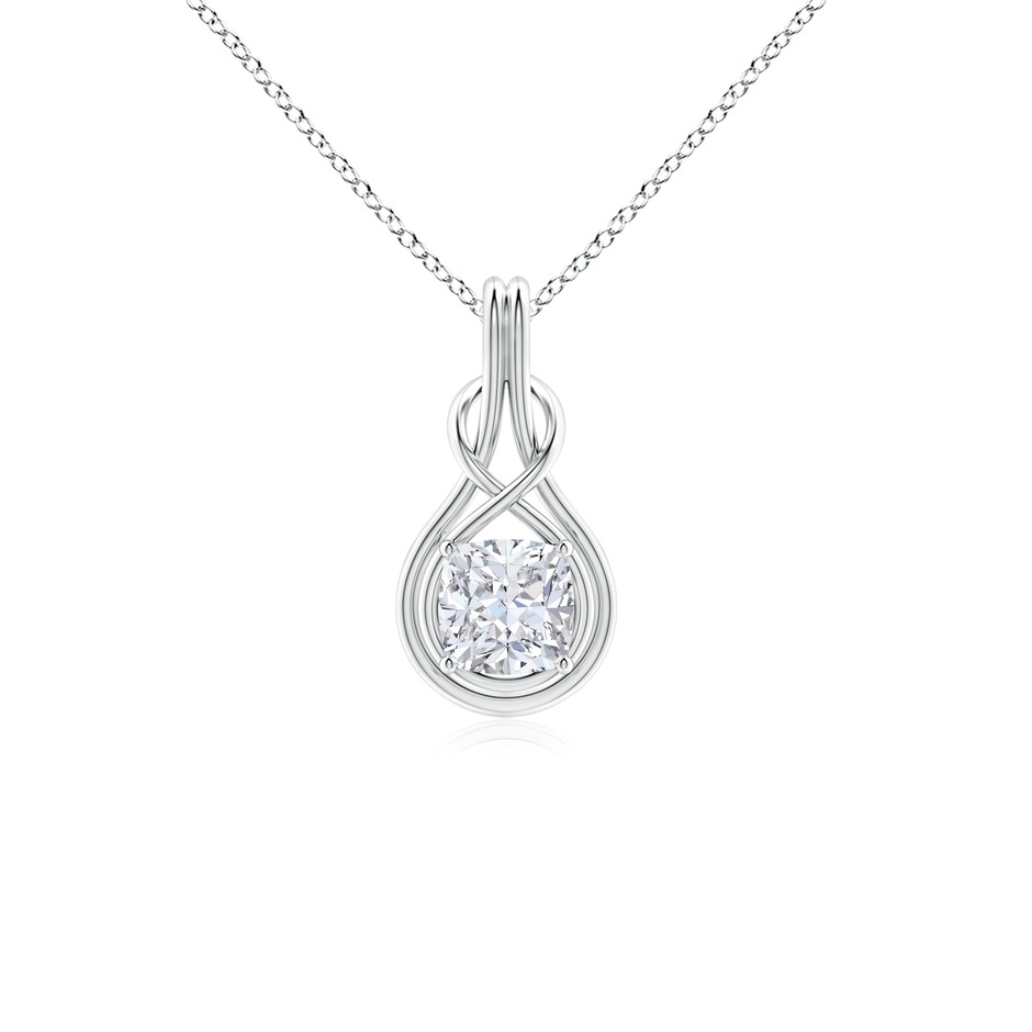 6.5mm GVS2 Cushion Diamond Solitaire Infinity Knot Pendant in P950 Platinum 
