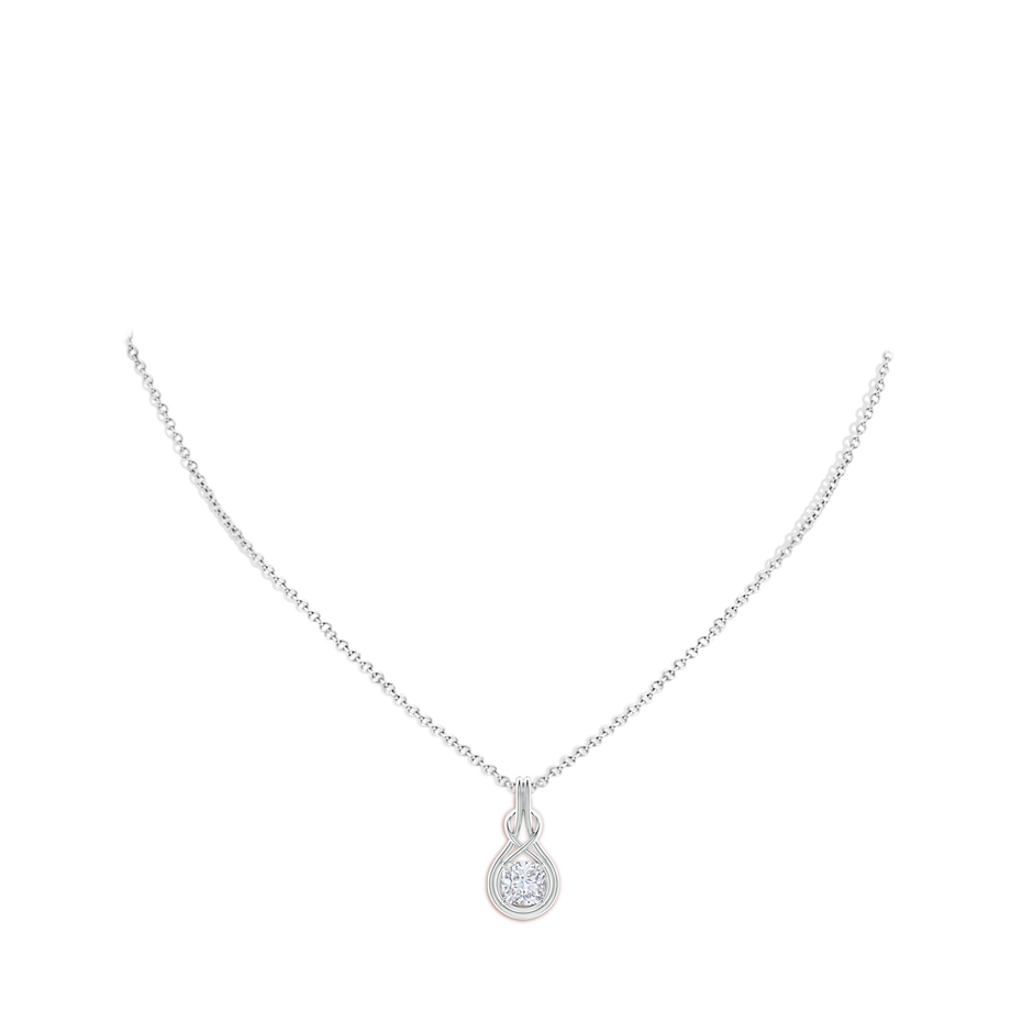 6.5mm GVS2 Cushion Diamond Solitaire Infinity Knot Pendant in P950 Platinum pen