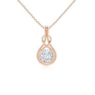 6.5mm GVS2 Cushion Diamond Solitaire Infinity Knot Pendant in Rose Gold