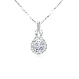 6.5mm HSI2 Cushion Diamond Solitaire Infinity Knot Pendant in P950 Platinum