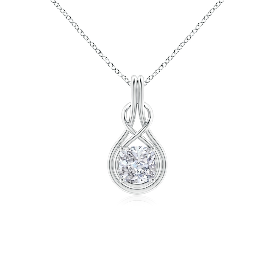 6.5mm HSI2 Cushion Diamond Solitaire Infinity Knot Pendant in P950 Platinum 