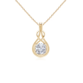 6.5mm HSI2 Cushion Diamond Solitaire Infinity Knot Pendant in Yellow Gold