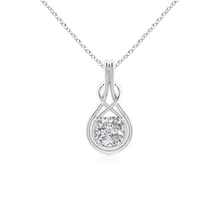 6.5mm IJI1I2 Cushion Diamond Solitaire Infinity Knot Pendant in P950 Platinum