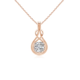 6.5mm IJI1I2 Cushion Diamond Solitaire Infinity Knot Pendant in Rose Gold