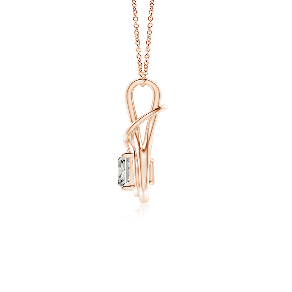 6.5mm KI3 Cushion Diamond Solitaire Infinity Knot Pendant in Rose Gold side 199
