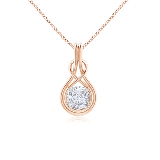 7mm GVS2 Cushion Diamond Solitaire Infinity Knot Pendant in 9K Rose Gold
