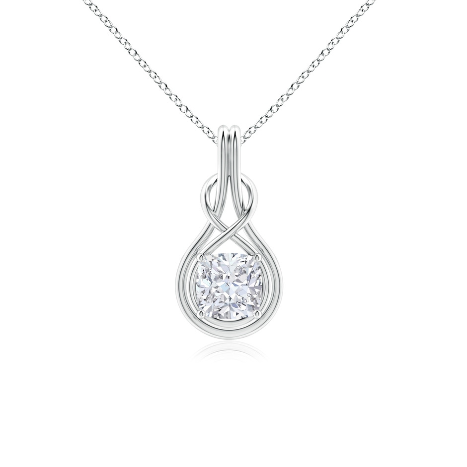7mm GVS2 Cushion Diamond Solitaire Infinity Knot Pendant in P950 Platinum 