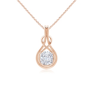 7mm GVS2 Cushion Diamond Solitaire Infinity Knot Pendant in Rose Gold