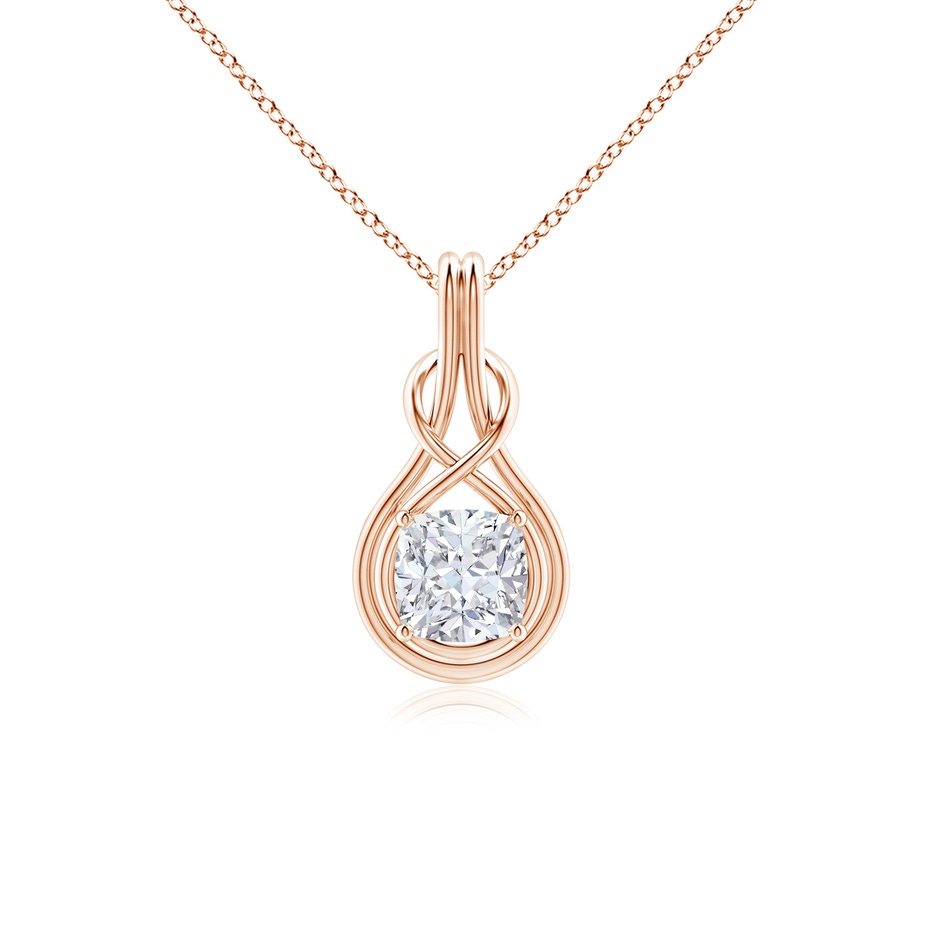 7mm GVS2 Cushion Diamond Solitaire Infinity Knot Pendant in Rose Gold 