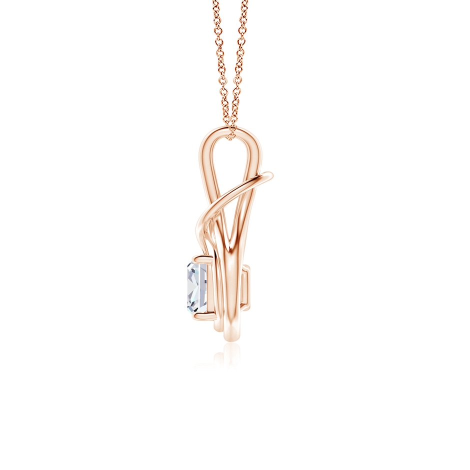 7mm GVS2 Cushion Diamond Solitaire Infinity Knot Pendant in Rose Gold side 199