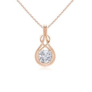 7mm HSI2 Cushion Diamond Solitaire Infinity Knot Pendant in 9K Rose Gold
