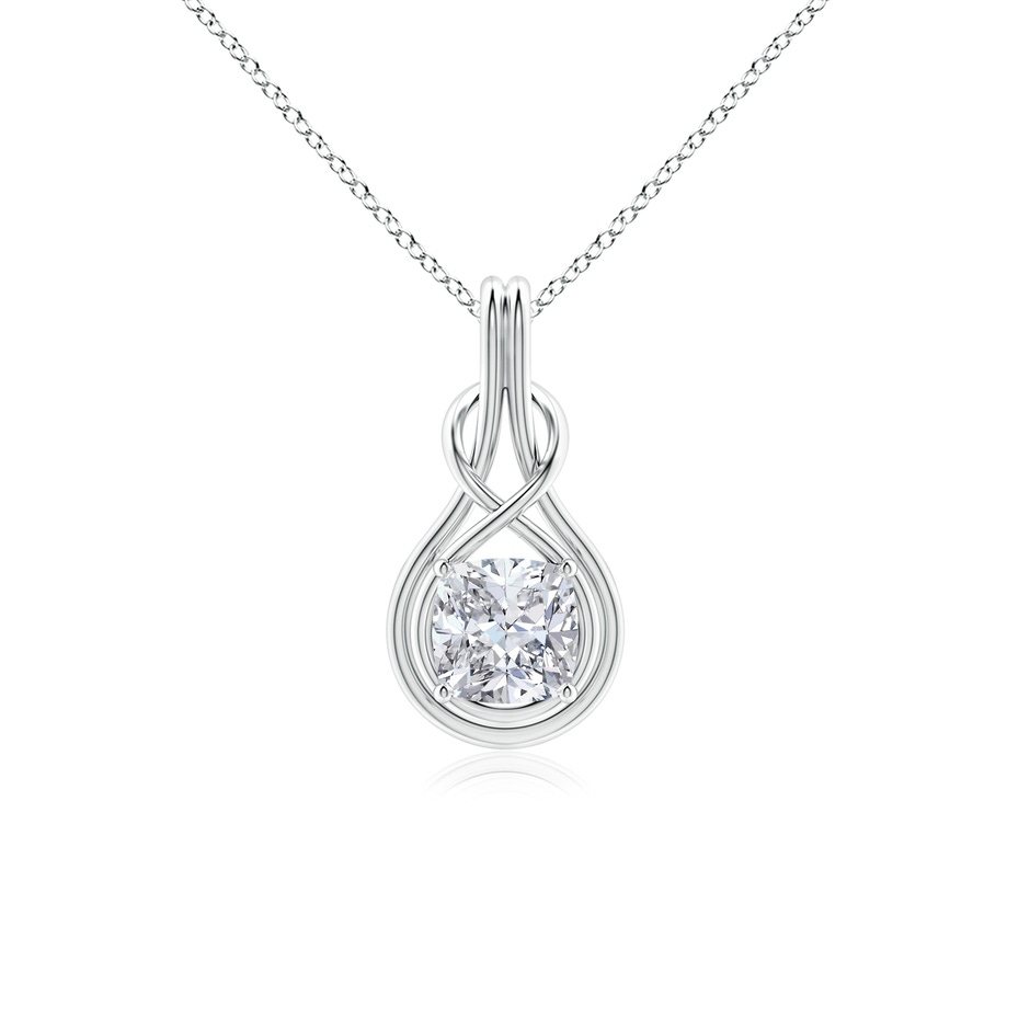 7mm HSI2 Cushion Diamond Solitaire Infinity Knot Pendant in P950 Platinum 