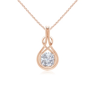 7mm HSI2 Cushion Diamond Solitaire Infinity Knot Pendant in Rose Gold