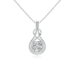 7mm IJI1I2 Cushion Diamond Solitaire Infinity Knot Pendant in P950 Platinum