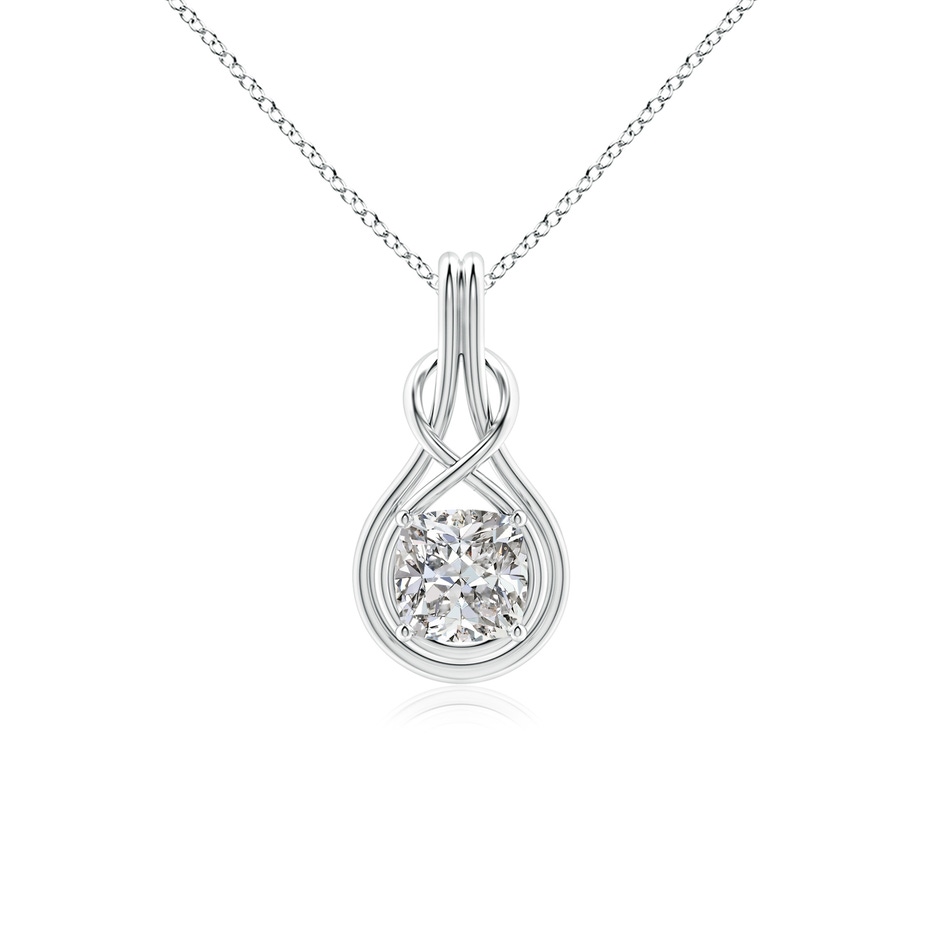7mm IJI1I2 Cushion Diamond Solitaire Infinity Knot Pendant in P950 Platinum 
