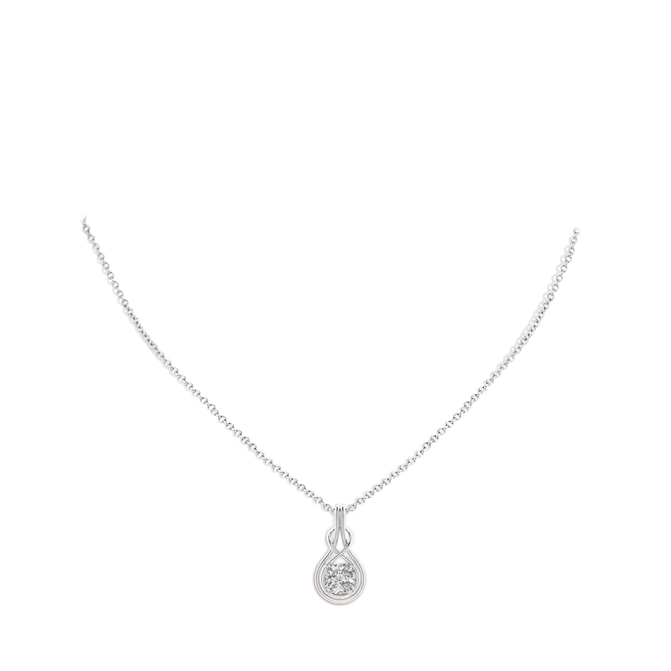 7mm IJI1I2 Cushion Diamond Solitaire Infinity Knot Pendant in P950 Platinum pen