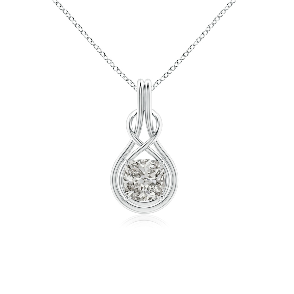 7mm KI3 Cushion Diamond Solitaire Infinity Knot Pendant in P950 Platinum 