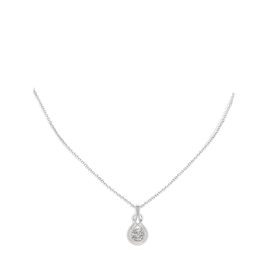 7mm KI3 Cushion Diamond Solitaire Infinity Knot Pendant in P950 Platinum pen