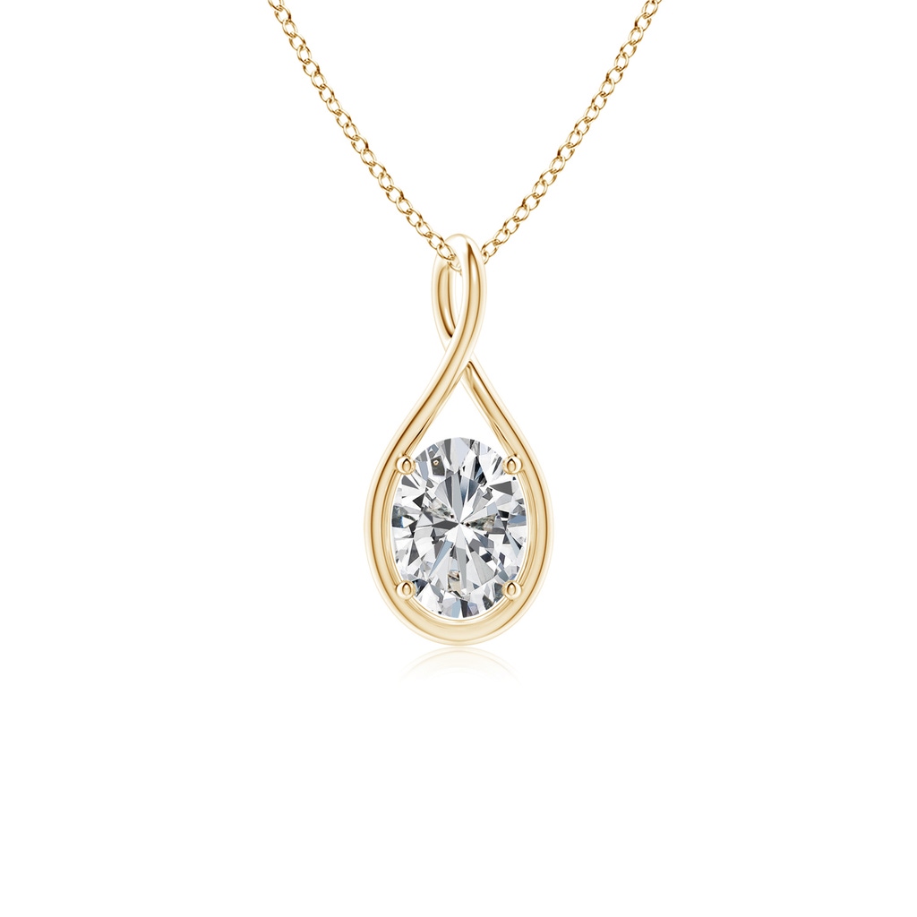 7.7x5.7mm HSI2 Solitaire Oval Diamond Twist Bale Pendant in Yellow Gold