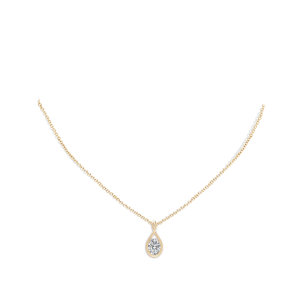7.7x5.7mm HSI2 Solitaire Oval Diamond Twist Bale Pendant in Yellow Gold pen