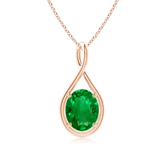 10x8mm AAAA Solitaire Oval Emerald Twist Bale Pendant in Rose Gold