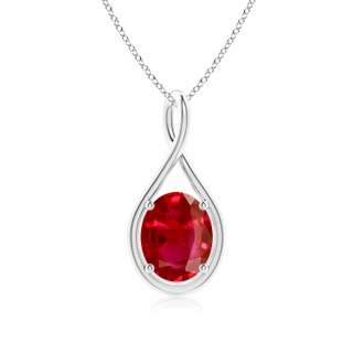 10x8mm AAA Solitaire Oval Ruby Twist Bale Pendant in P950 Platinum