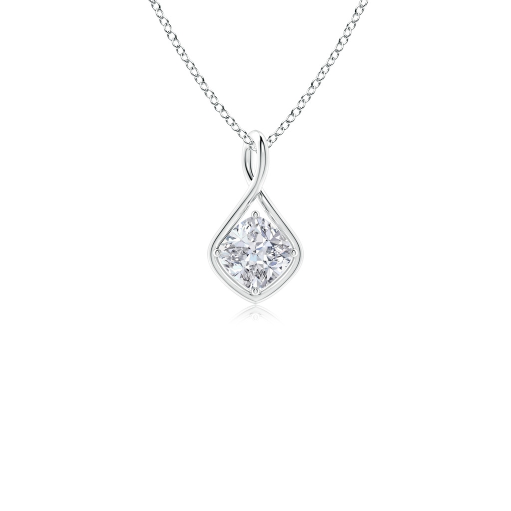 5.25mm HSI2 Solitaire Cushion Diamond Twist Bale Pendant in White Gold