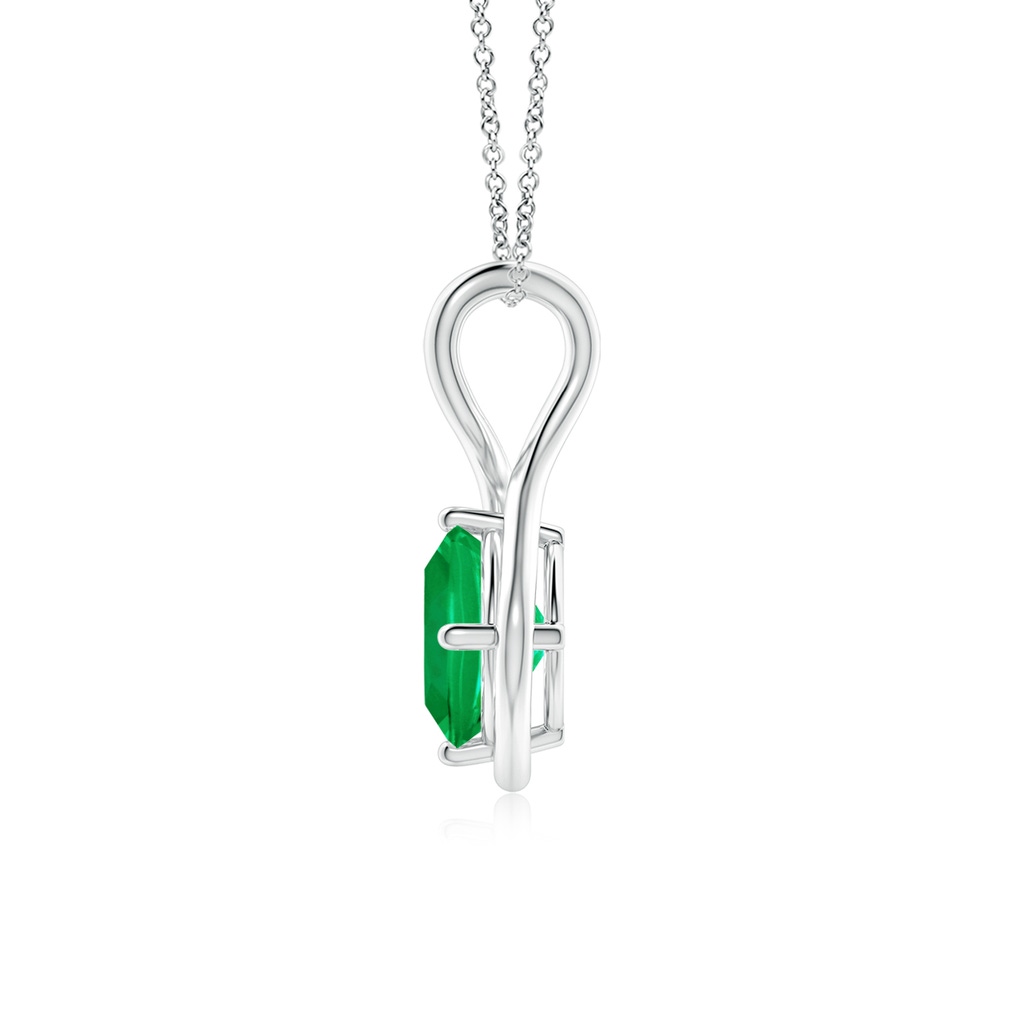 8mm AAA Solitaire Cushion Emerald Twist Bale Pendant in White Gold Side 199