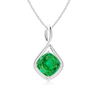 9mm AAA Solitaire Cushion Emerald Twist Bale Pendant in P950 Platinum