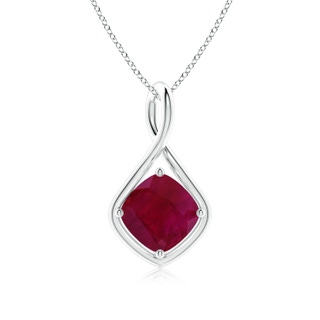 9mm A Solitaire Cushion Ruby Twist Bale Pendant in P950 Platinum