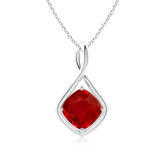 9mm AAA Solitaire Cushion Ruby Twist Bale Pendant in P950 Platinum