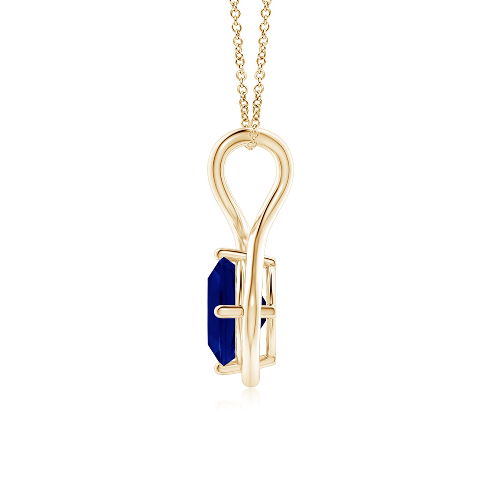 8mm AAA Solitaire Cushion Blue Sapphire Twist Bale Pendant in Yellow Gold - side 199