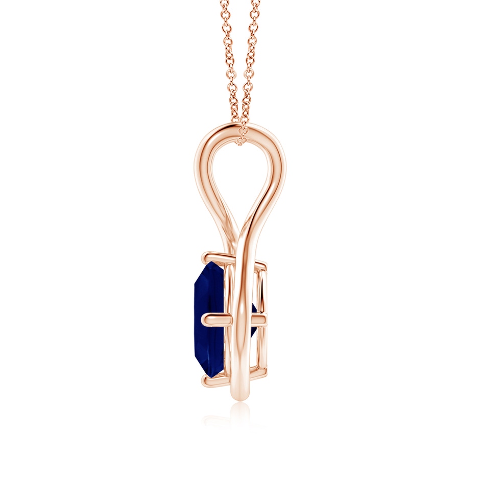 9mm AA Solitaire Cushion Blue Sapphire Twist Bale Pendant in Rose Gold side 199
