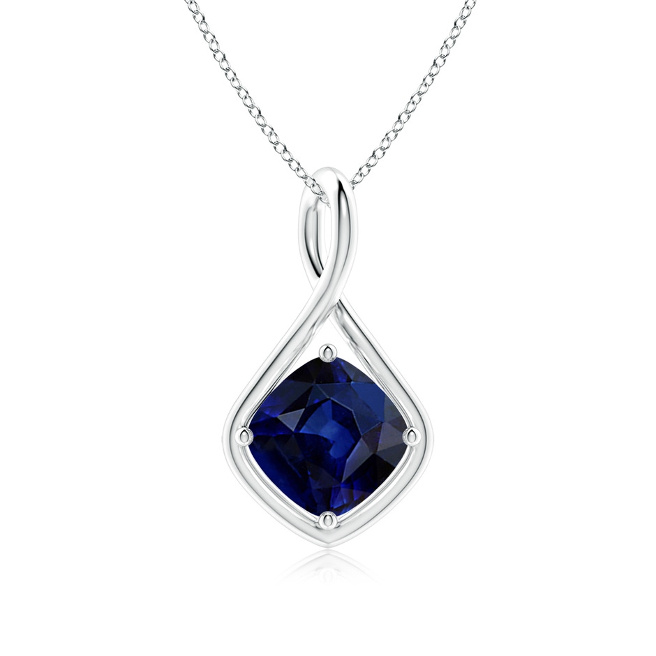 9mm AAA Solitaire Cushion Blue Sapphire Twist Bale Pendant in P950 Platinum 