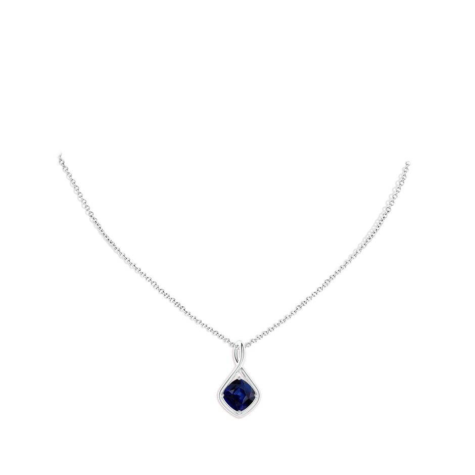 9mm AAA Solitaire Cushion Blue Sapphire Twist Bale Pendant in P950 Platinum pen