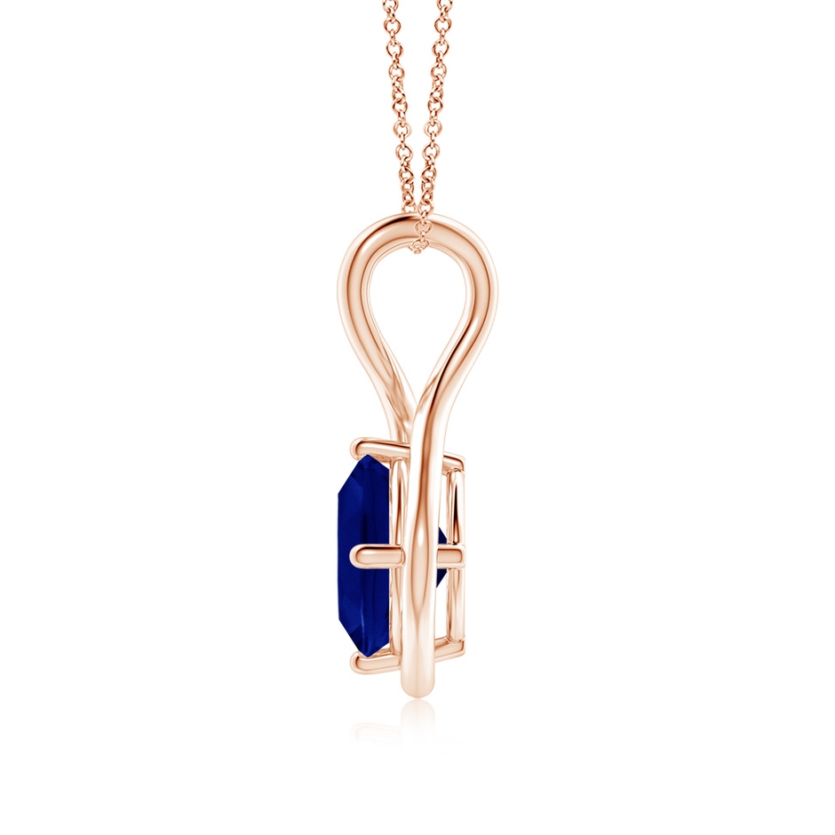 9mm AAA Solitaire Cushion Blue Sapphire Twist Bale Pendant in Rose Gold side 199