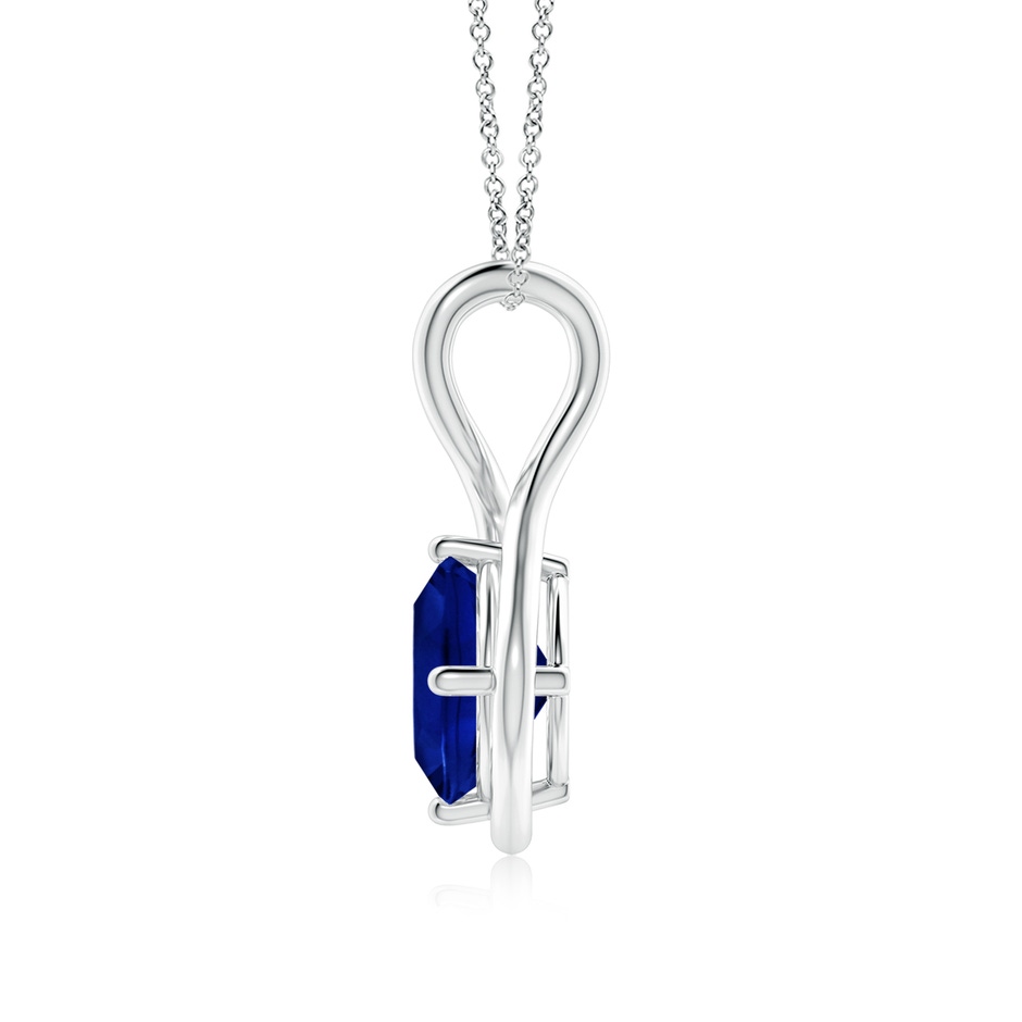 9mm AAAA Solitaire Cushion Blue Sapphire Twist Bale Pendant in P950 Platinum side 199