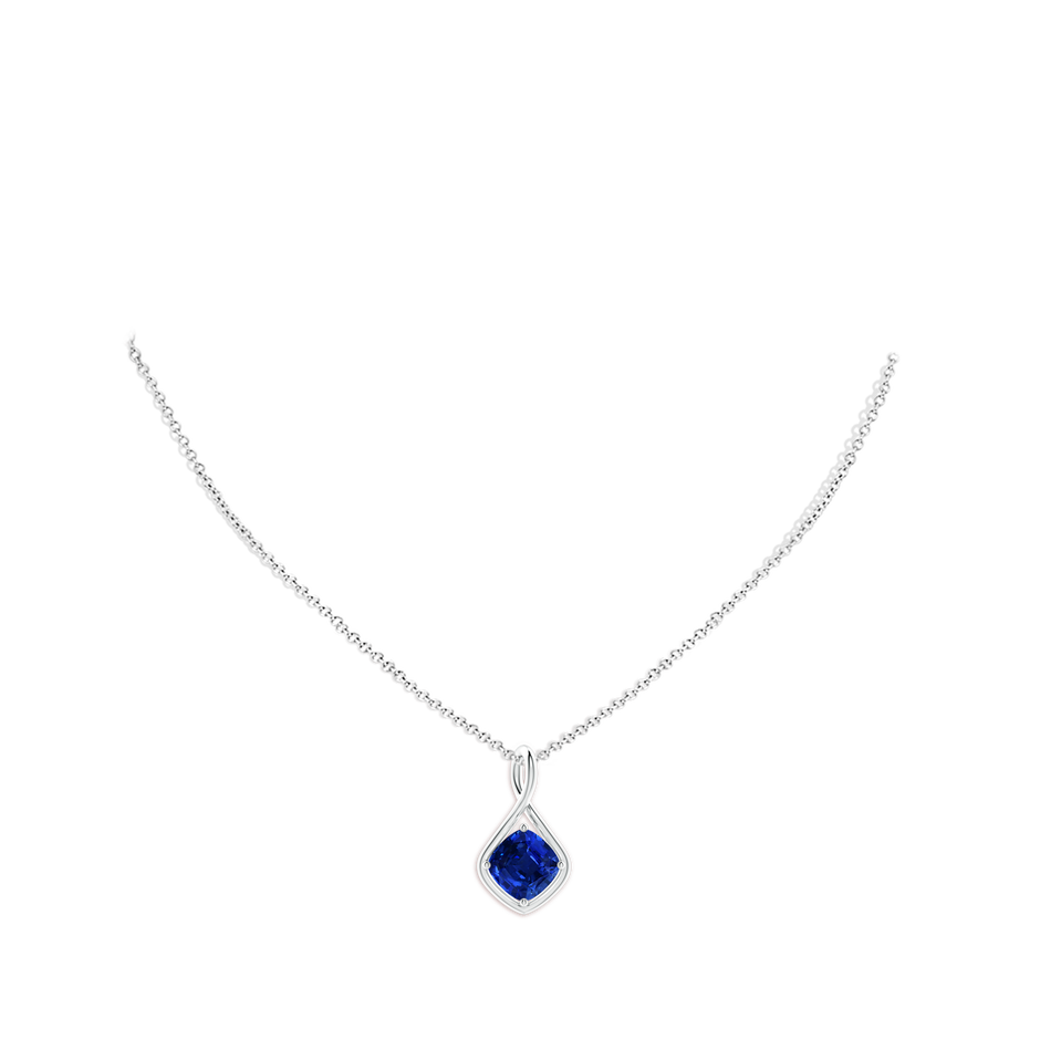 9mm AAAA Solitaire Cushion Blue Sapphire Twist Bale Pendant in P950 Platinum pen