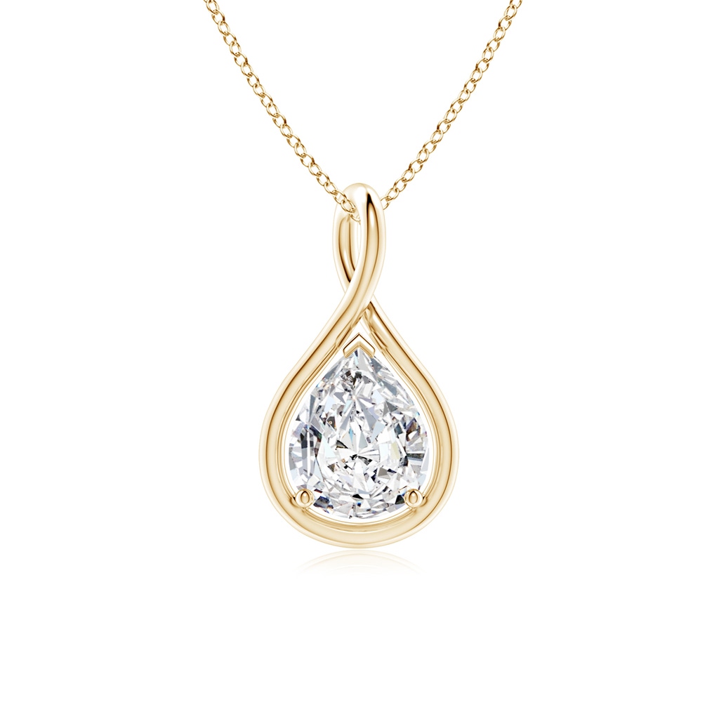 9x5.5mm HSI2 Solitaire Pear Diamond Twist Bale Pendant in Yellow Gold