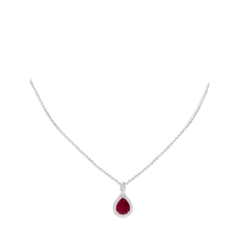 10x8mm A Solitaire Pear Ruby Twist Bale Pendant in P950 Platinum pen