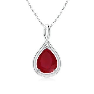 10x8mm AA Solitaire Pear Ruby Twist Bale Pendant in P950 Platinum