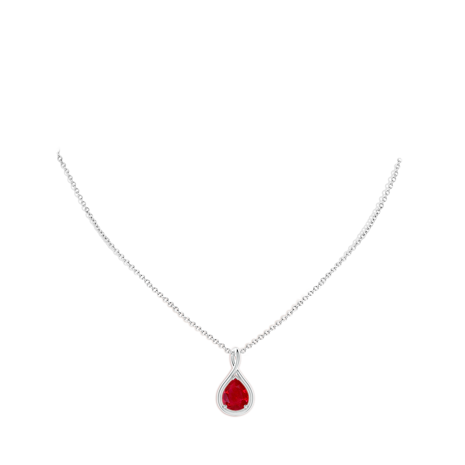 10x8mm AAA Solitaire Pear Ruby Twist Bale Pendant in P950 Platinum pen