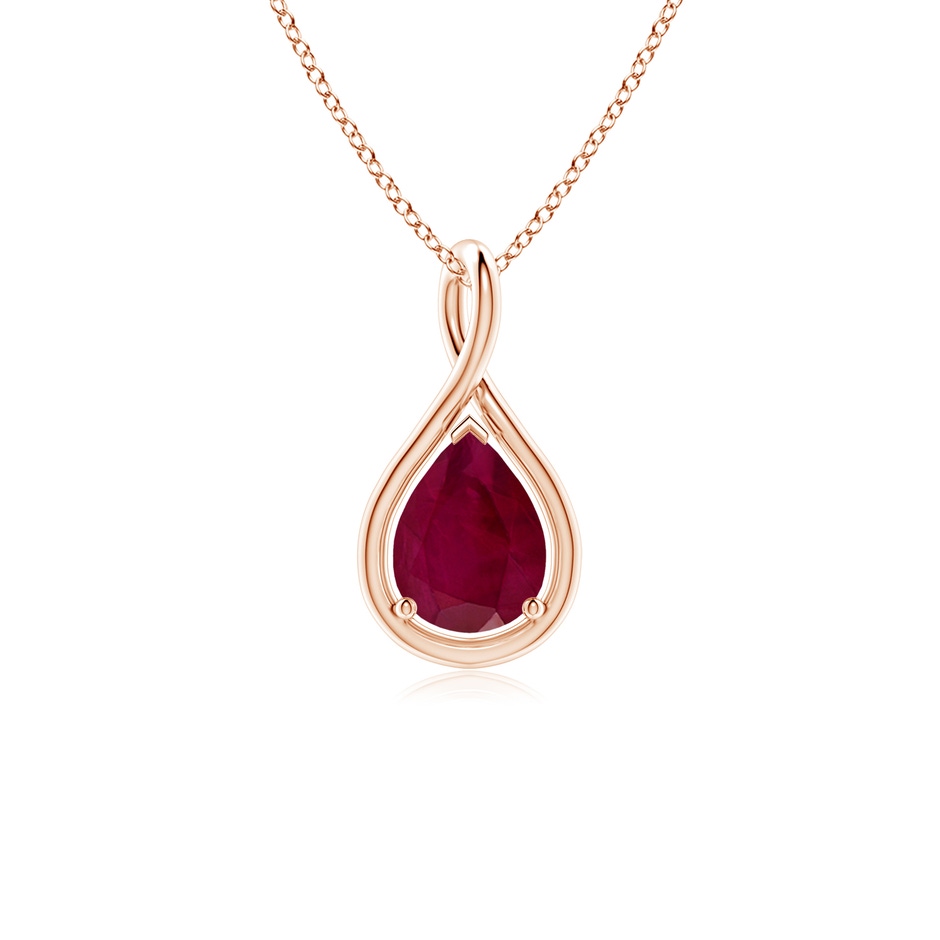 8x6mm A Solitaire Pear Ruby Twist Bale Pendant in Rose Gold 