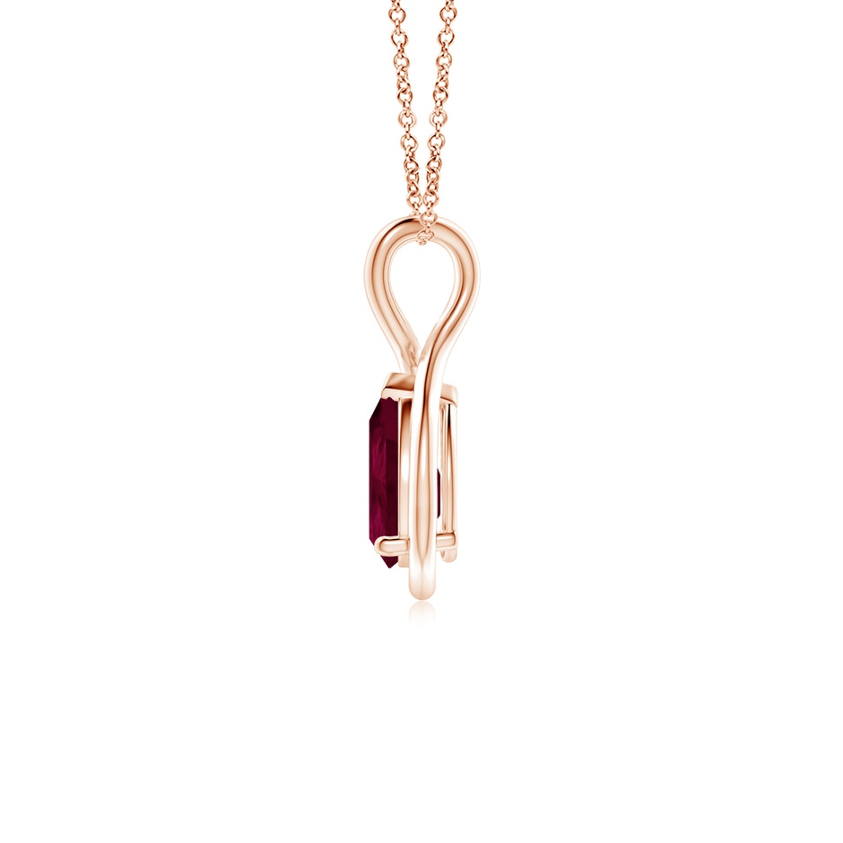 8x6mm A Solitaire Pear Ruby Twist Bale Pendant in Rose Gold side 199