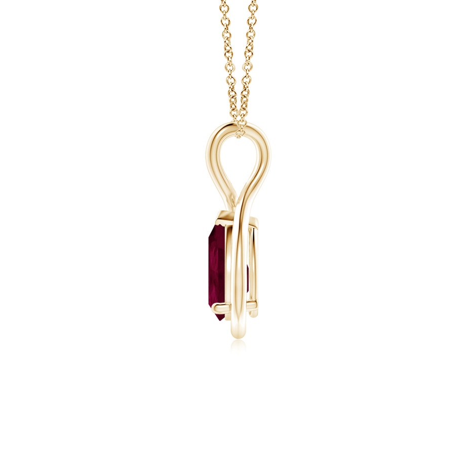 8x6mm A Solitaire Pear Ruby Twist Bale Pendant in Yellow Gold side 199