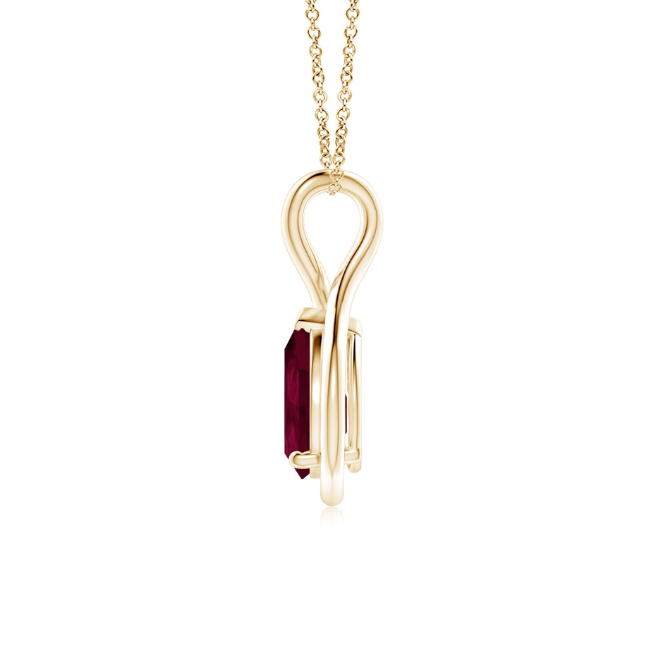 9x7mm A Solitaire Pear Ruby Twist Bale Pendant in Yellow Gold side 199