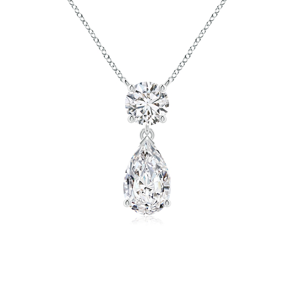 9x5.5mm HSI2 Solitaire Pear Diamond Drop Pendant with Accent in White Gold