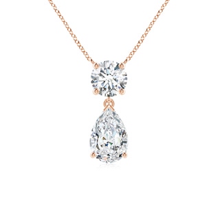 9x6mm GVS2 Solitaire Pear Diamond Drop Pendant with Accent in Rose Gold