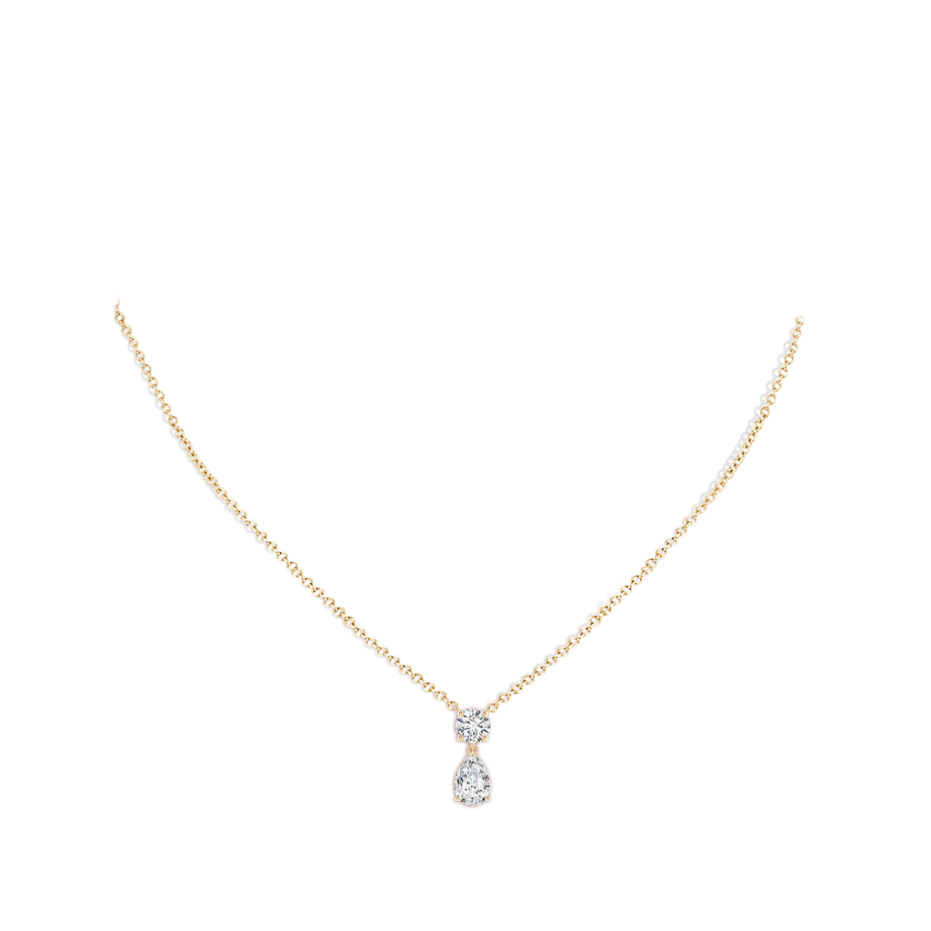 9x6mm HSI2 Solitaire Pear Diamond Drop Pendant with Accent in Yellow Gold pen